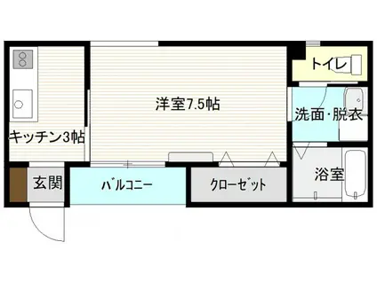 ハピネス矢賀(1K/1階)の間取り写真