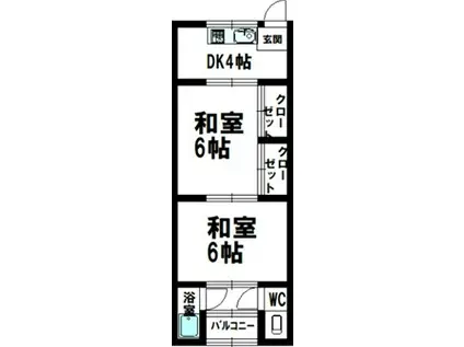 宮崎県日南市下方字堤内552サカモトコーポ(2DK/2階)の間取り写真