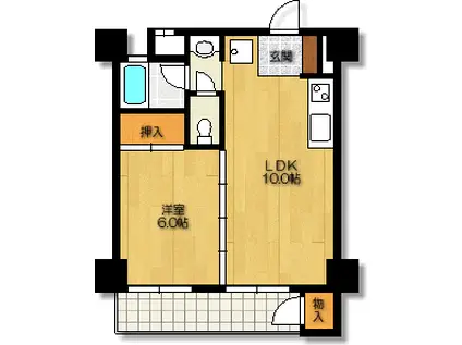 千種ハイツ(1LDK/2階)の間取り写真