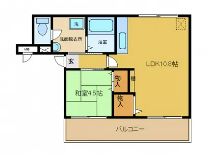 マンション袋谷(1LDK/1階)の間取り写真