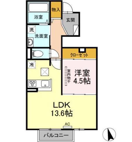 セジュールちさとII(1LDK/1階)の間取り写真