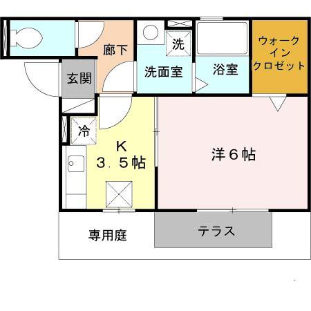 リヴェールシャトーA棟(1K/1階)の間取り写真
