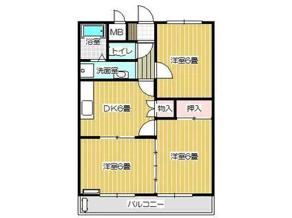 ペアパレスCHIBA(3DK/1階)の間取り写真