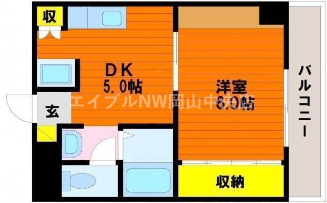 マンション樹宝(1DK/4階)の間取り写真