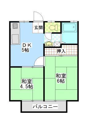 サンビレッジ川口A(2DK/2階)の間取り写真