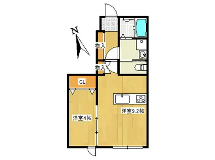 グランドソレイユII(1LDK/1階)の間取り写真