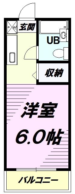 パークサイドB棟(ワンルーム/2階)の間取り写真