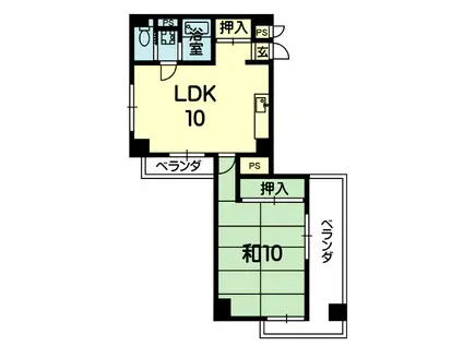 池田第二ビル(1LDK/4階)の間取り写真