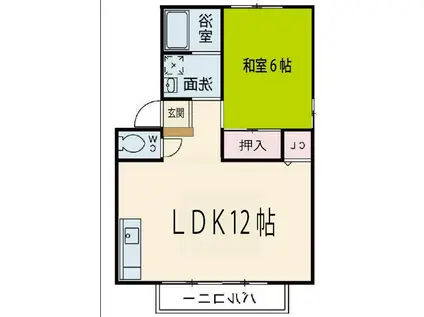 ケイハイツA(1LDK/2階)の間取り写真