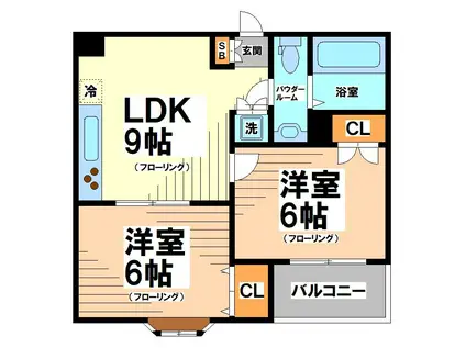 マインド和亜 ー即入居可ー(2LDK/1階)の間取り写真