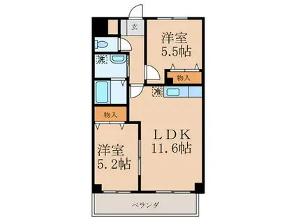 フォレストヴィラ高炉台(2LDK/7階)の間取り写真