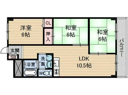 吉田マンション東雲(3LDK/3階)の間取り写真