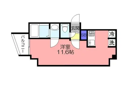 ツリーデン高島平(1K/4階)の間取り写真