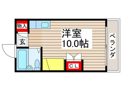 コーポベルA棟(ワンルーム/2階)の間取り写真