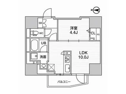 ディームス入谷I(1LDK/4階)の間取り写真