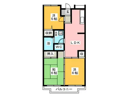 エスポワール東戸塚(3DK/1階)の間取り写真