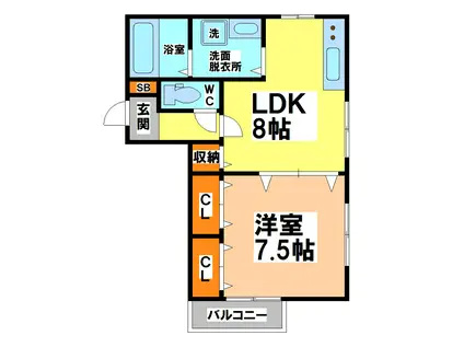 兼六コーポ下北沢(1DK/1階)の間取り写真