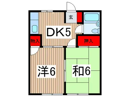 ロジュマン高麗(2DK/1階)の間取り写真
