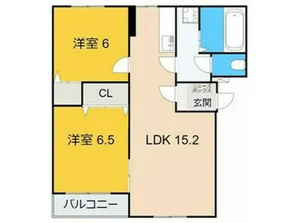 メゾン東側(2LDK/2階)の間取り写真