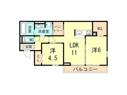 エステート武庫之荘(2LDK/2階)の間取り写真