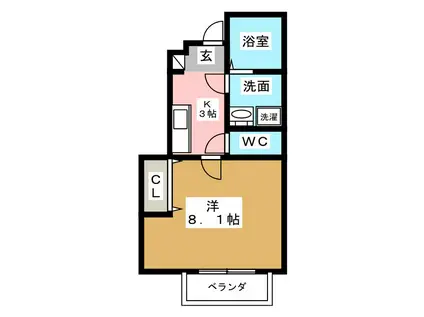 トップハウス富士 I(1K/1階)の間取り写真
