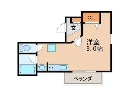 ウィングコート徳川(ワンルーム/4階)の間取り写真