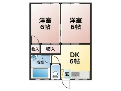 アクア上白川 A(2DK/2階)の間取り写真