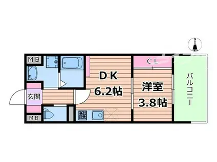 ビガーポリス528滝川公園III(1DK/5階)の間取り写真