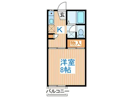 ハイツ旭ヶ丘(1K/2階)の間取り写真