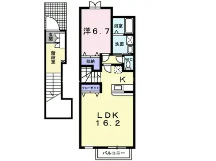 プロムナード 牛川通 D(1LDK/2階)の間取り写真