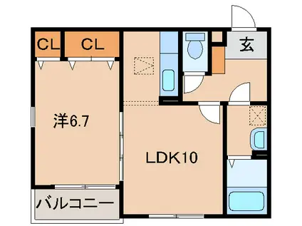 フォレスタ・高松I・II(1LDK/1階)の間取り写真