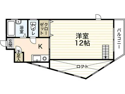 サンライフ三篠(1K/1階)の間取り写真