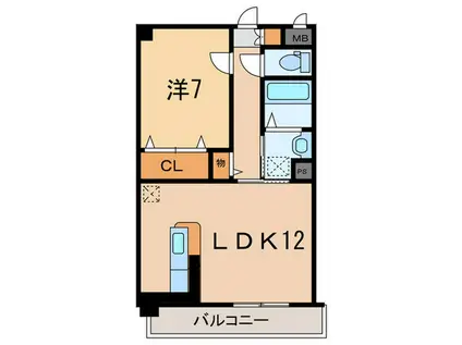 西舞子壱番館(1LDK/2階)の間取り写真