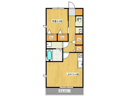 クイーンバード II(1LDK/2階)の間取り写真