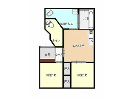 ＪＲ和歌山線 岩出駅 徒歩48分 1階建 築22年(2DK/1階)の間取り写真