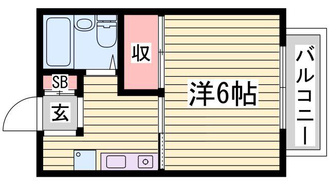 レッセフェール新在家(1K/2階)の間取り写真