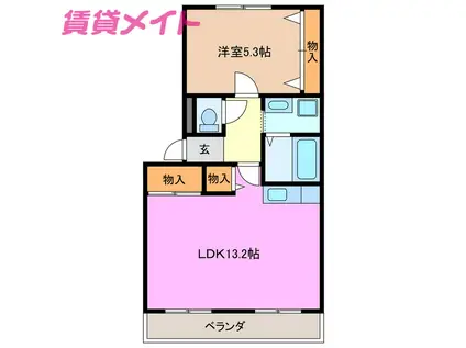 ファミーユ小杉(1LDK/2階)の間取り写真