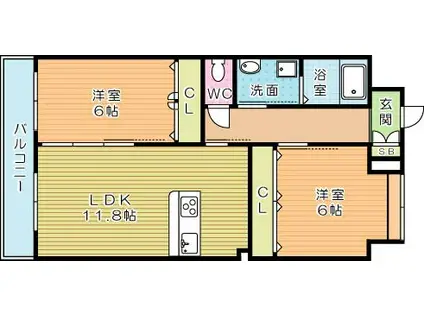 LEAD大手町(2LDK/10階)の間取り写真