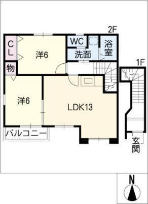 パークメゾンI(2LDK/2階)の間取り写真
