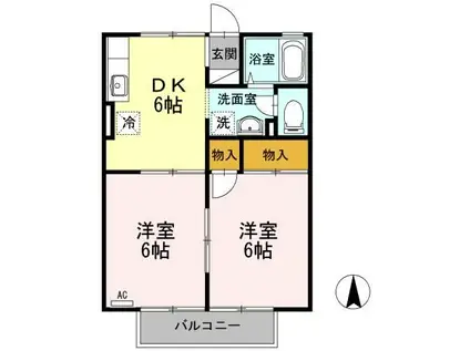 アルカンシェル(2DK/1階)の間取り写真