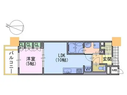 ザ・京都レジデンス四条河原町(1LDK/3階)の間取り写真