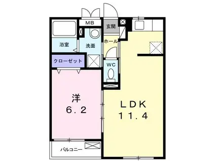 エスポワール(1LDK/1階)の間取り写真