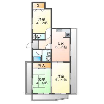 青葉丘ハイツ(3DK/2階)の間取り写真