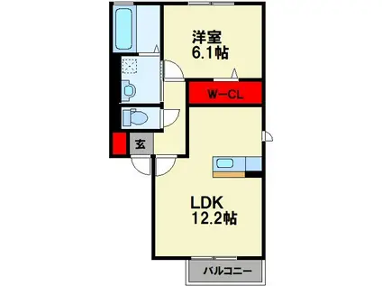 クレールコート(1LDK/2階)の間取り写真