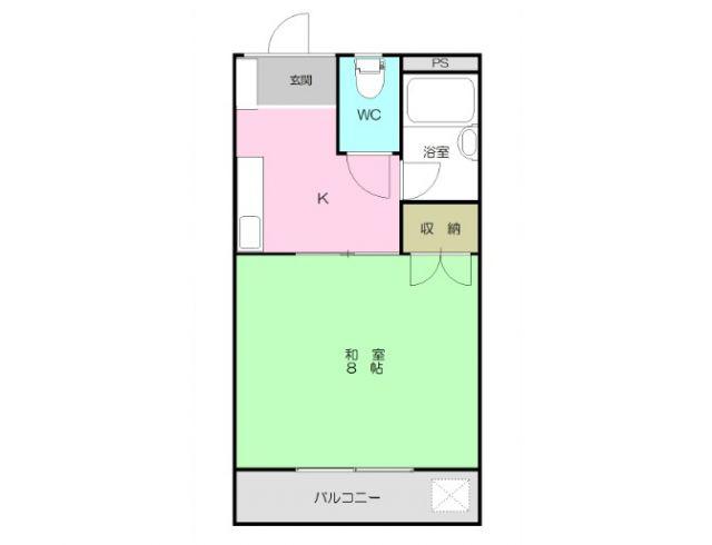 福岡マンション(1K/3階)の間取り写真