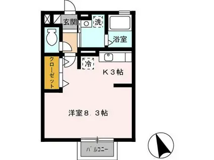 ミステル(1K/2階)の間取り写真