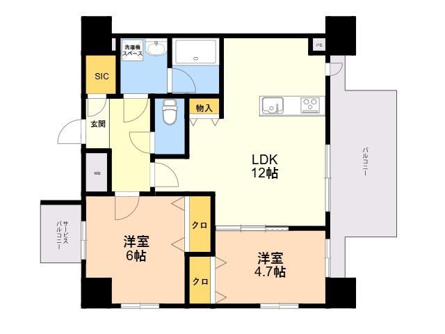 MODERN PALAZZO 博多デュオグランデイースト(2LDK/8階)の間取り写真