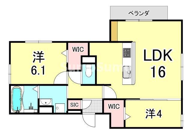 D-RESIDENCE上甲子園(2LDK/1階)の間取り写真