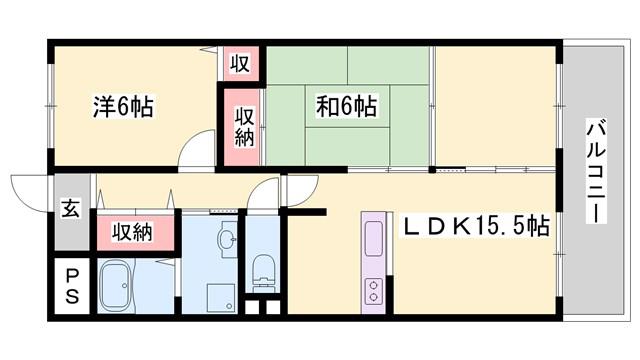 サンヴィレッジ加西(2LDK/4階)の間取り写真