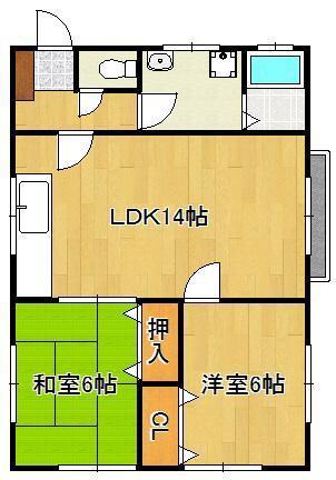 コーポ山本(2LDK/2階)の間取り写真